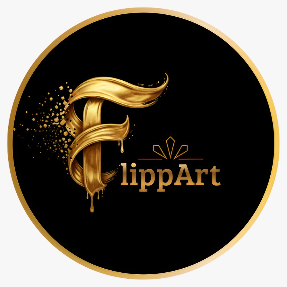 Logo FlippArt — retratos personalizados con alma en oro y negro