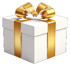 Caja de regalo genérica con moño dorado